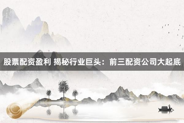 股票配资盈利 揭秘行业巨头：前三配资公司大起底