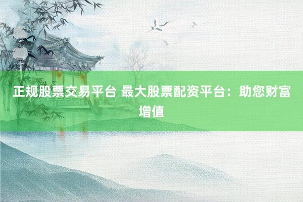 正规股票交易平台 最大股票配资平台：助您财富增值