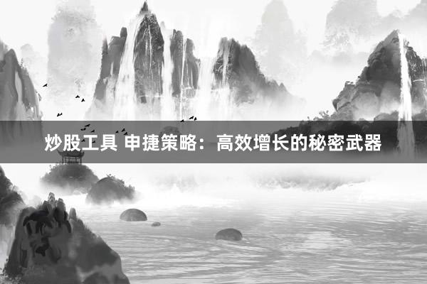 炒股工具 申捷策略：高效增长的秘密武器