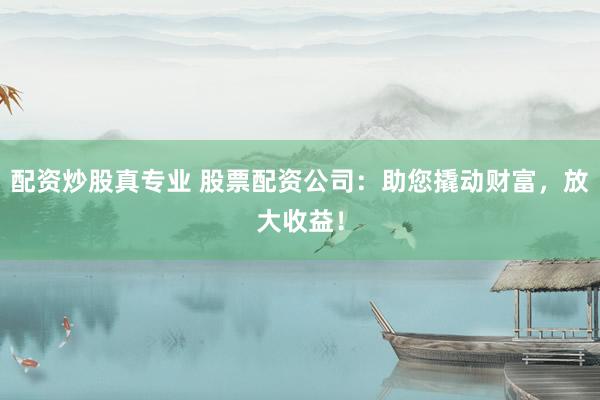 配资炒股真专业 股票配资公司：助您撬动财富，放大收益！