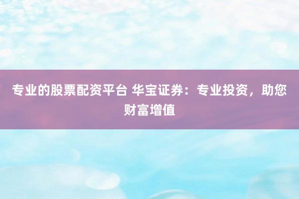 专业的股票配资平台 华宝证券：专业投资，助您财富增值