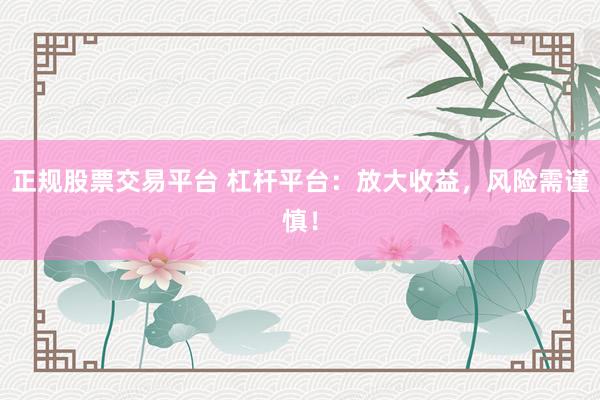 正规股票交易平台 杠杆平台：放大收益，风险需谨慎！