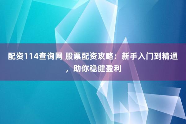 配资114查询网 股票配资攻略：新手入门到精通，助你稳健盈利