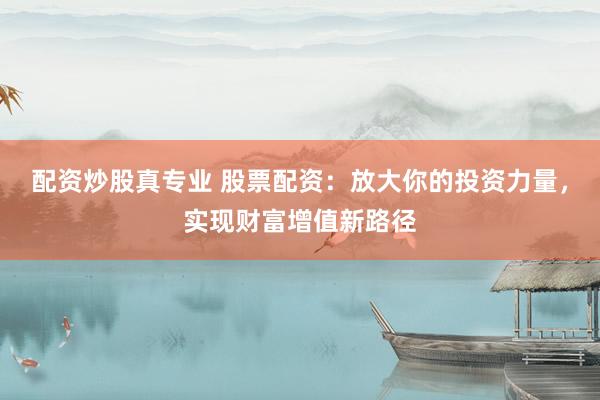 配资炒股真专业 股票配资：放大你的投资力量，实现财富增值新路径