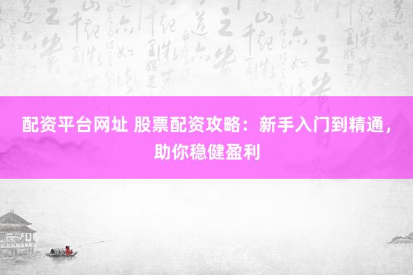 配资平台网址 股票配资攻略：新手入门到精通，助你稳健盈利