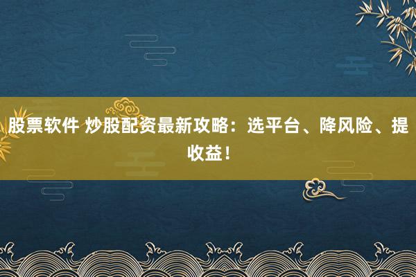 股票软件 炒股配资最新攻略：选平台、降风险、提收益！