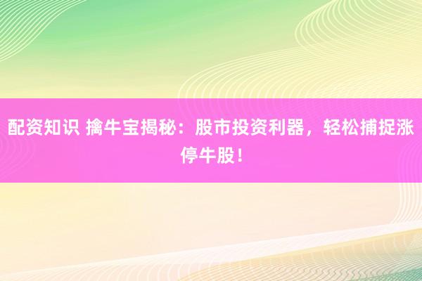 配资知识 擒牛宝揭秘：股市投资利器，轻松捕捉涨停牛股！
