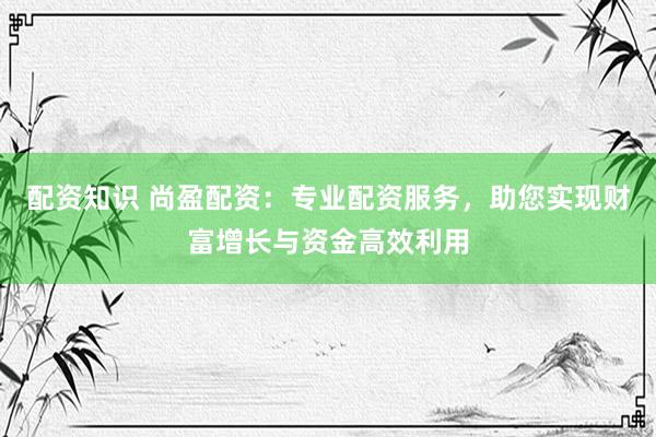 配资知识 尚盈配资：专业配资服务，助您实现财富增长与资金高效利用