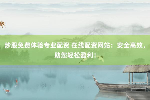 炒股免费体验专业配资 在线配资网站：安全高效，助您轻松盈利！