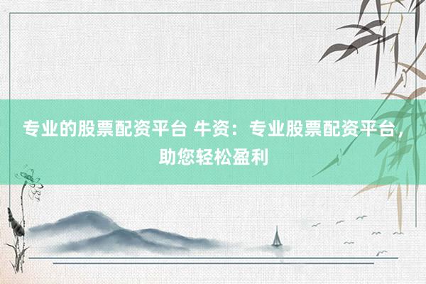 专业的股票配资平台 牛资：专业股票配资平台，助您轻松盈利