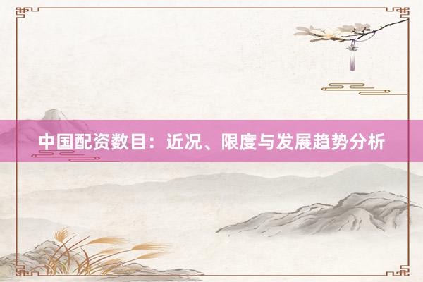 中国配资数目：近况、限度与发展趋势分析