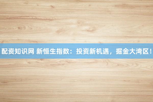 配资知识网 新恒生指数：投资新机遇，掘金大湾区！