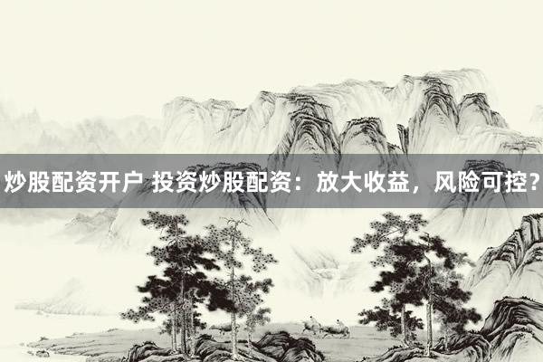 炒股配资开户 投资炒股配资：放大收益，风险可控？