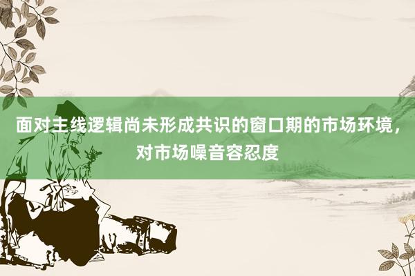 面对主线逻辑尚未形成共识的窗口期的市场环境，对市场噪音容忍度