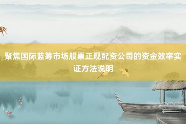 聚焦国际蓝筹市场股票正规配资公司的资金效率实证方法说明