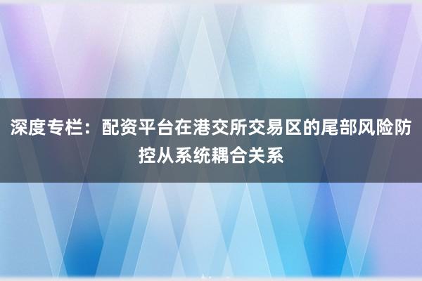 深度专栏：配资平台在港交所交易区的尾部风险防控从系统耦合关系