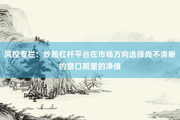 风控专栏：炒股杠杆平台在市场方向选择尚不清晰的窗口期里的净值