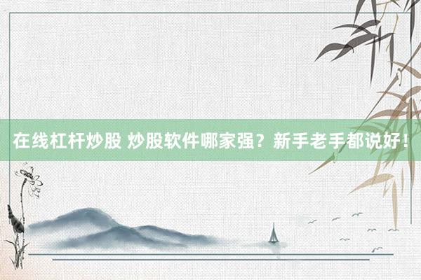 在线杠杆炒股 炒股软件哪家强？新手老手都说好！